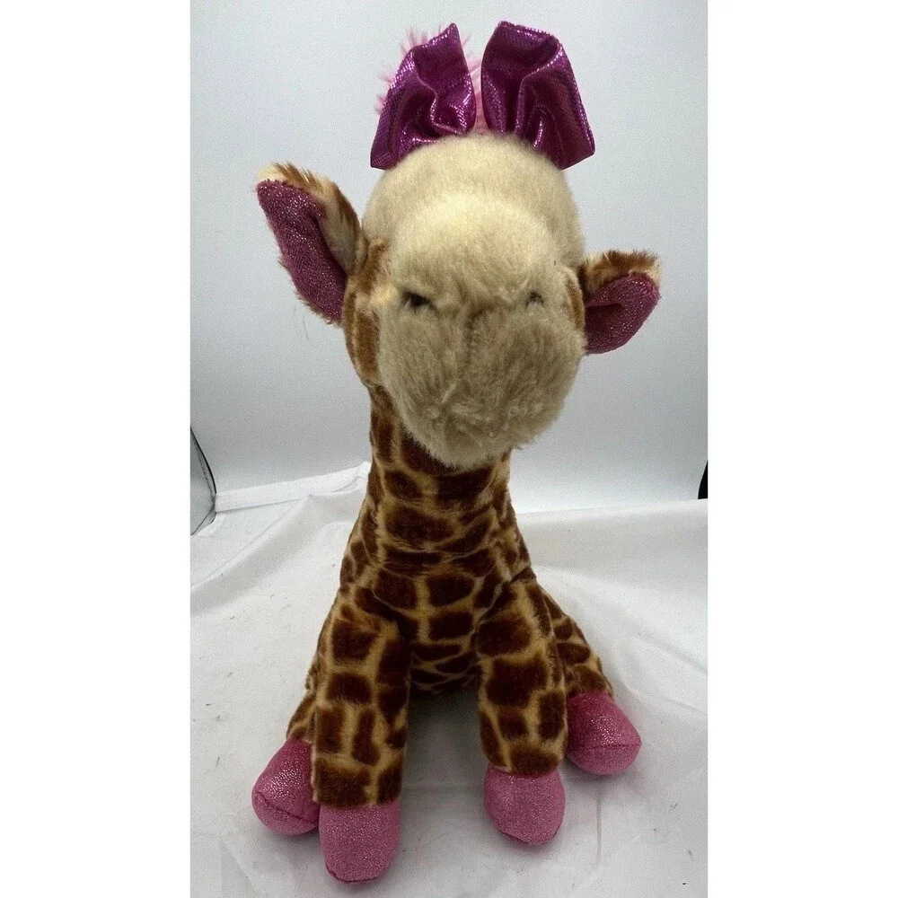 Girlz Nation Giraffe Plush 13” Brown Pink Stuffed Animal Soft Toy